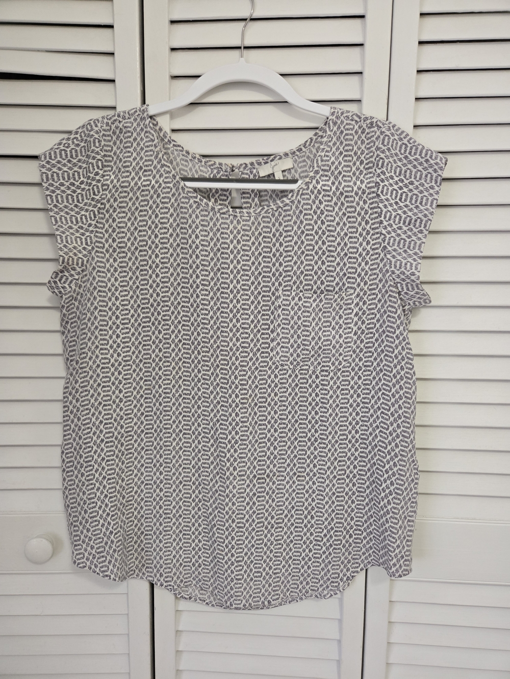 Joie Women’s Gray Patterned Cap Sleeve Blouse